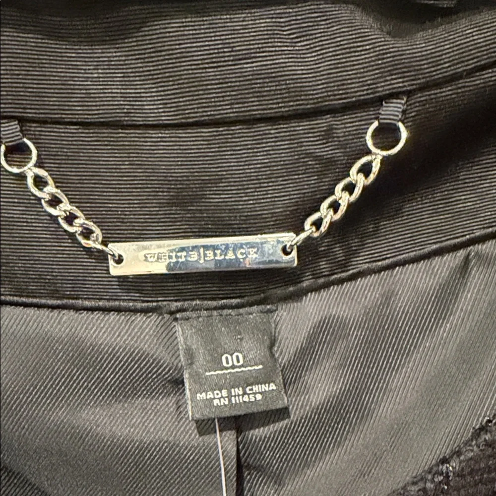 🌿 NWT WHBM Metallic Tweed Blazer ✨ Lightweight Spring Layer Chain Detail Size 00 - Picture 7 of 16